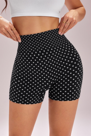 Women's Athletic Polka Dot  High Rise Yoga Shorts