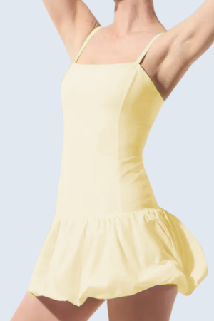 Women's Thin Strap Pleated Ruffle Hem Athletic Tennis Dress