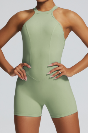 Women's Pleated Backless One-Piece Sport Jumpsuit
