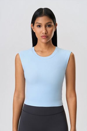 Women Sleeveless Built-In Bra Cutout Back Naked-Feel Yoga Fitness Tank Top