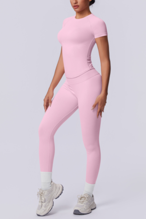Women's Seamless Sets:Slim Fit T-shirt And Leggings