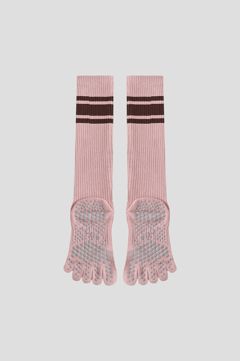 Women's Non-Slip Grip Sole Long Tube Sports Pilates Socks - Image 3