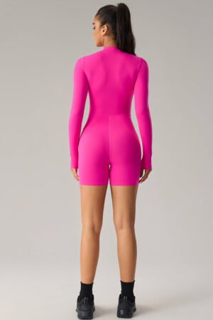 Women Long-Sleeved Front-Zip Sculpting Naked-Feel Workout High-Elasticity Yoga Bodysuit