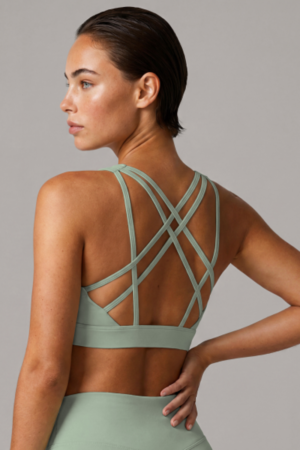 Women's Athletic Crisscross Back U-neck Solid Bra