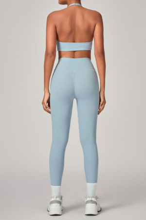 Women's Set:U-neck Halterneck Bra And High-Waist Leggings