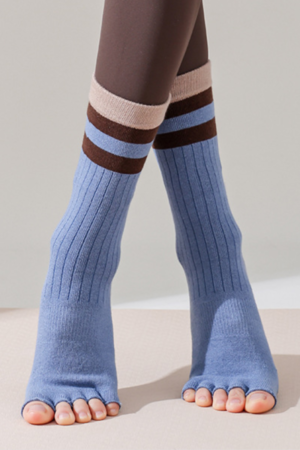 Women's Color Block Pilates Yoga Five Finger Socks