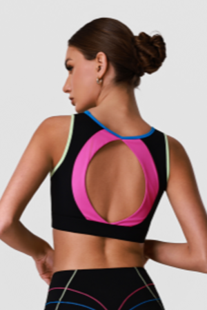 Women's Color Block Cutout Back Sports Bra