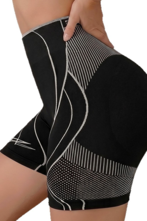 Women's Seamless Color-block Pleated Buttocks Lift Shorts