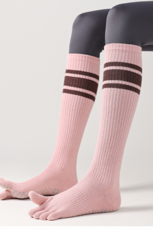 Women's Non-Slip Grip Sole Long Tube Sports Pilates Socks