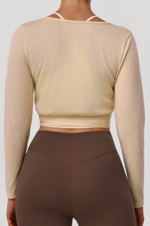 Women's Athletic Faux Two-Piece Waist Tie Top
